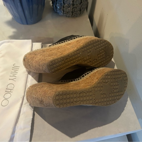 Jimmy Choo Priory Black Wedge Sandals|sz 37.5 - Picture 5 of 8